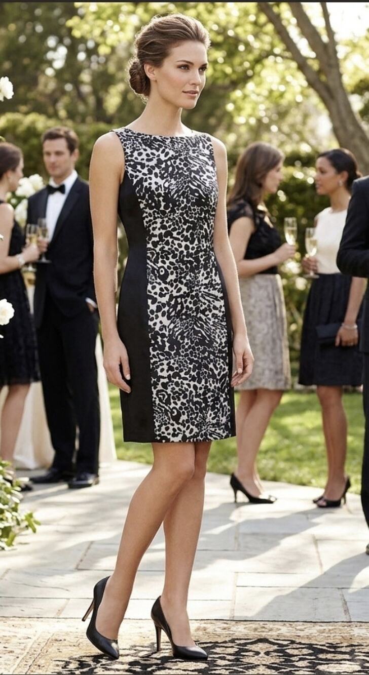 Ann Taylor Petite 2P Silk Shift Dress Black Silver Animal Print Sleeveless Lined